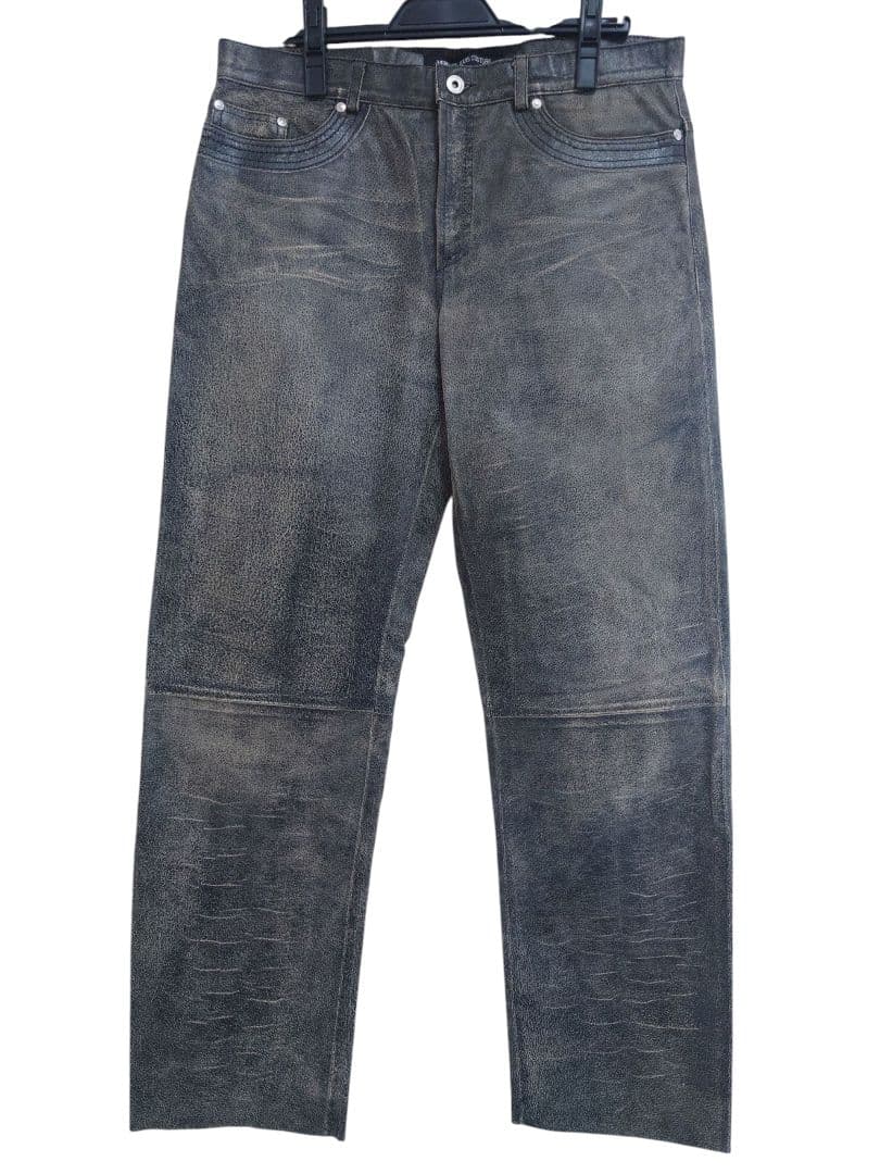 VERSACE JEANS COUTURE 本革 レザーパンツ 50 ブラック