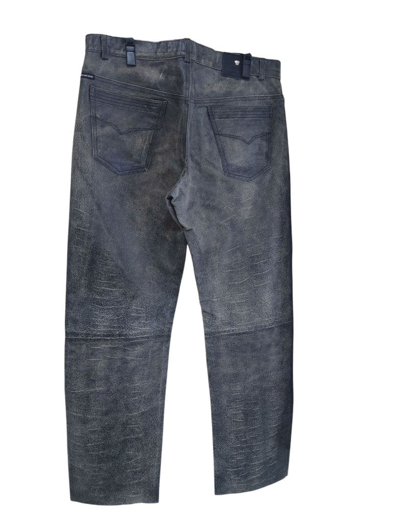 VERSACE JEANS COUTURE 本革 レザーパンツ 50 ブラック