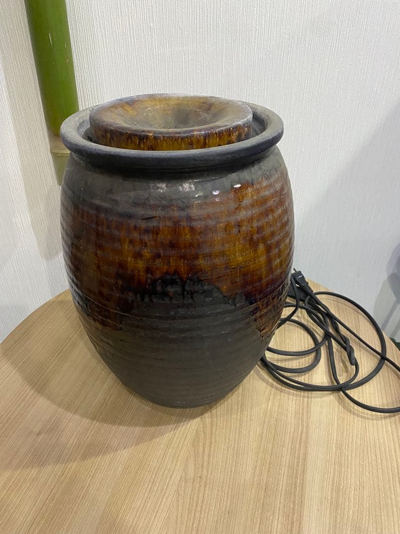 水琴窟 信楽焼 重蔵釜　 アンティーク インテリア　風水