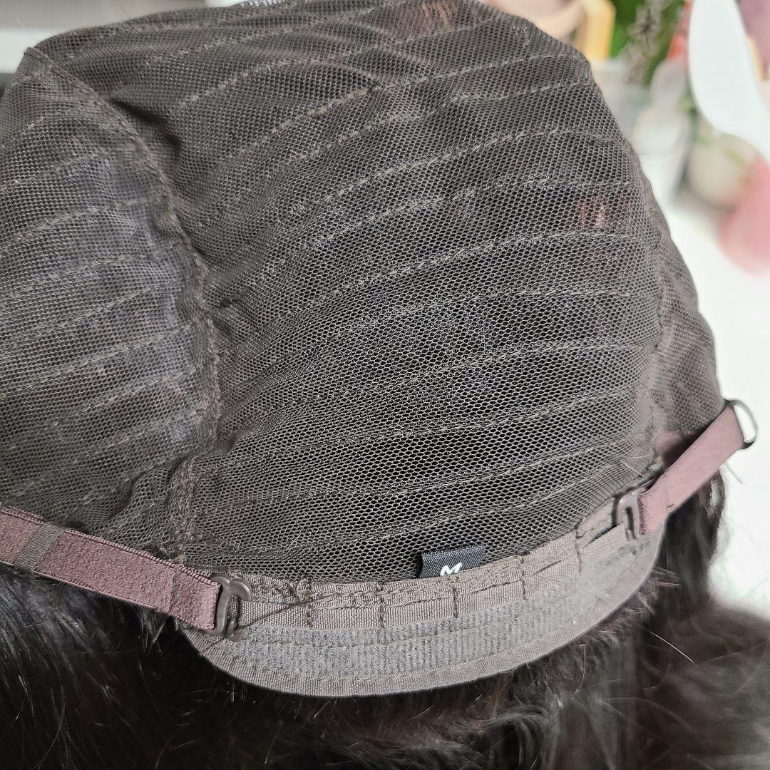 人毛100％　ロングウィッグ　ストレート　ナチュラルブラック