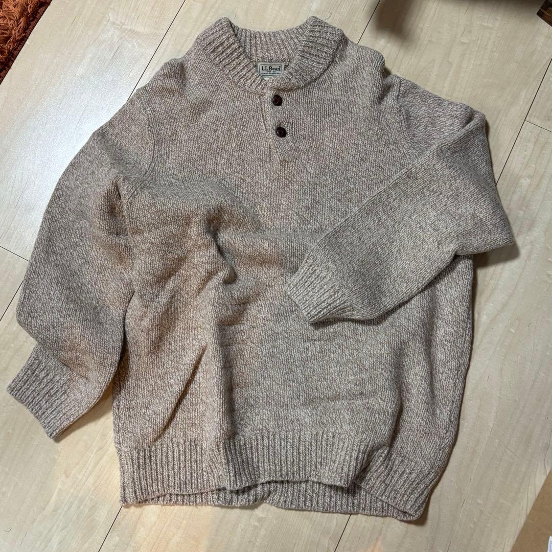 【L.L.Bean】ootho ヘンリーネックニットセーター　ブラウンベージュ