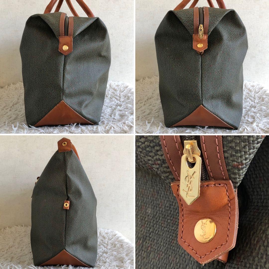 【ほぼ未使用】イヴサンローラン　ボストンバッグ　旅行鞄　PVC　本革　総柄