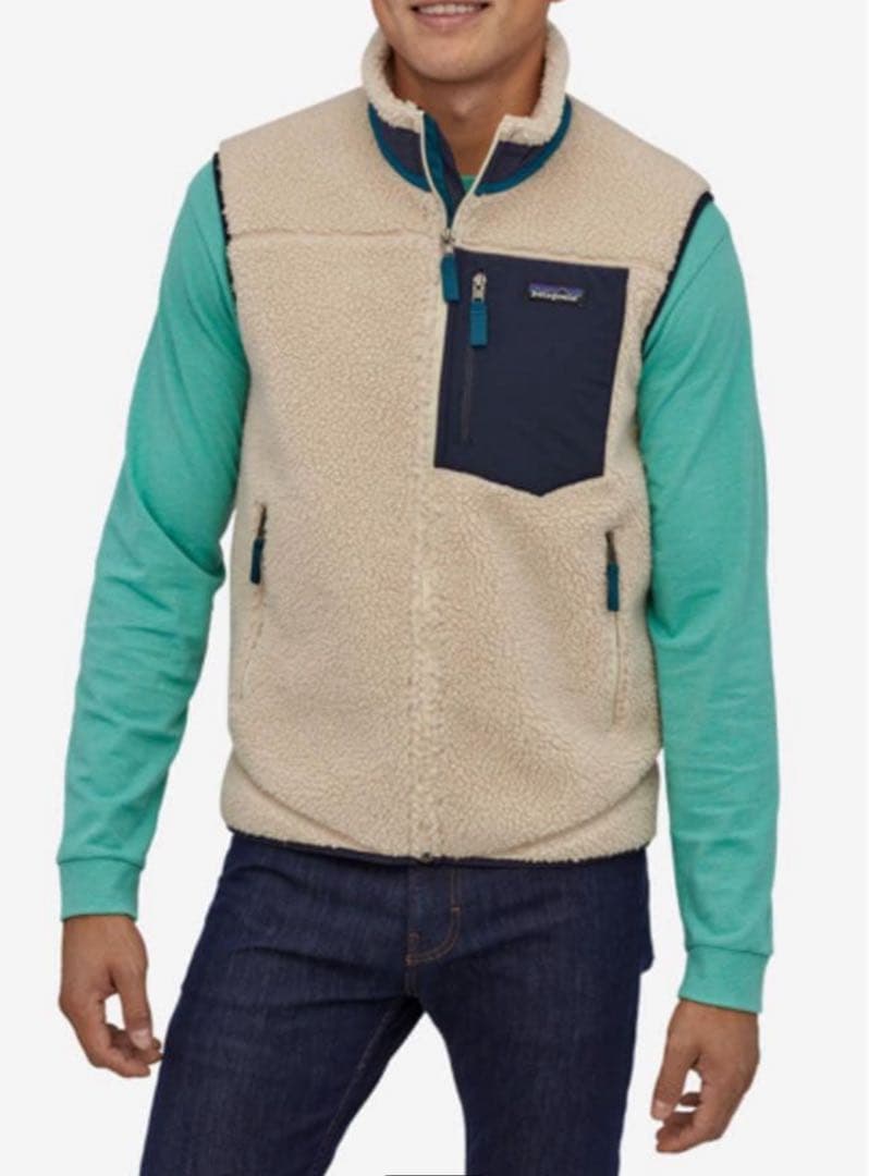 patagonia クラシックレトロXフリースベスト ベージュ/ネイビー