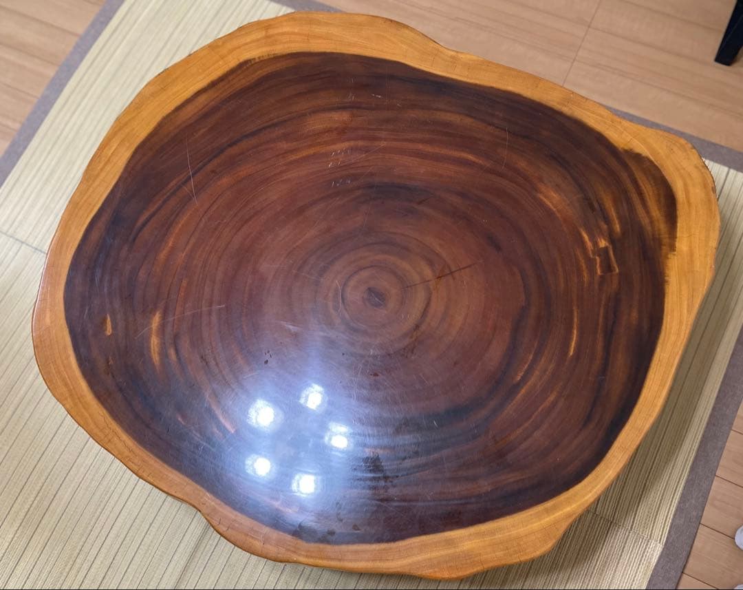 【福岡 引取】一枚板 テーブル モンキーポッド 輪切 座卓