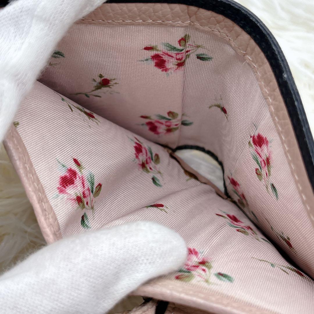 GUCCI♡折り財布 GGマーモント リボン ラインストーン バイカラー 花柄