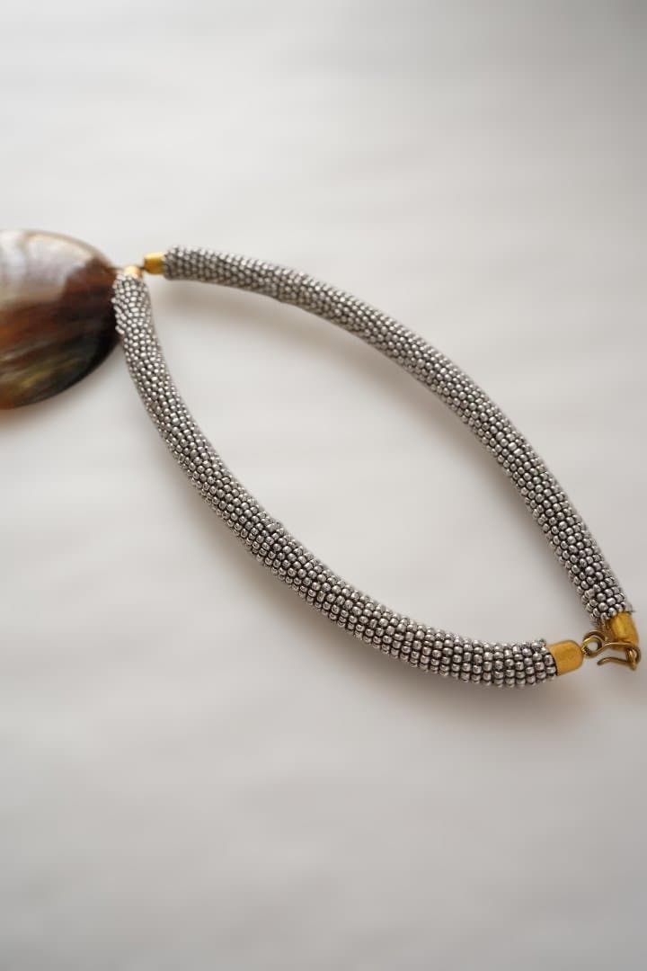 ホーンモチーフ×マルチビーズ フリンジロングネックレス (シルバー) 並行輸入品