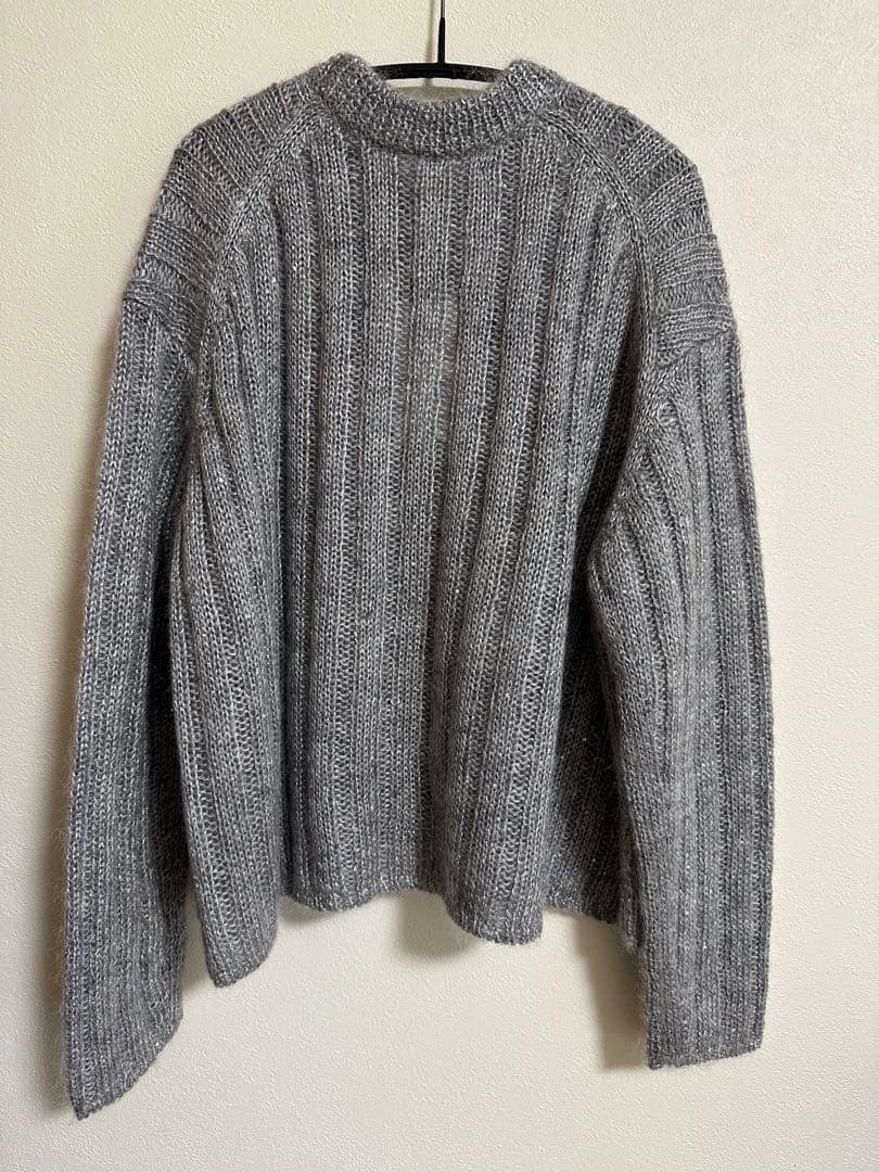 エブール ebure モヘアスパンコール クルーネックリブニットプルオーバー