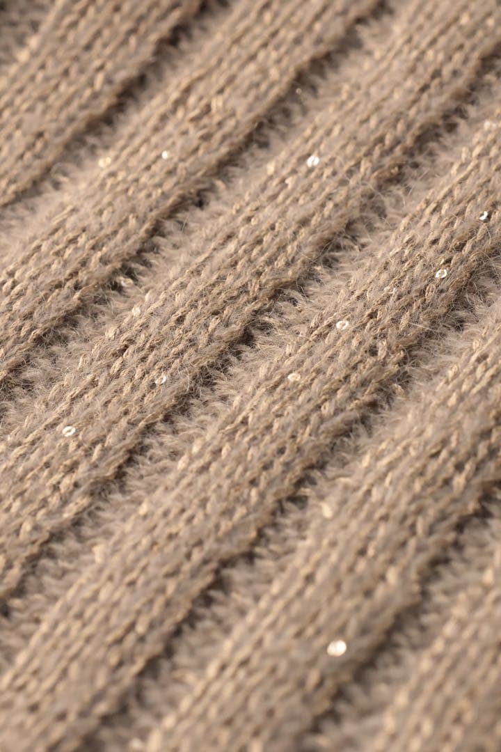 エブール ebure モヘアスパンコール クルーネックリブニットプルオーバー