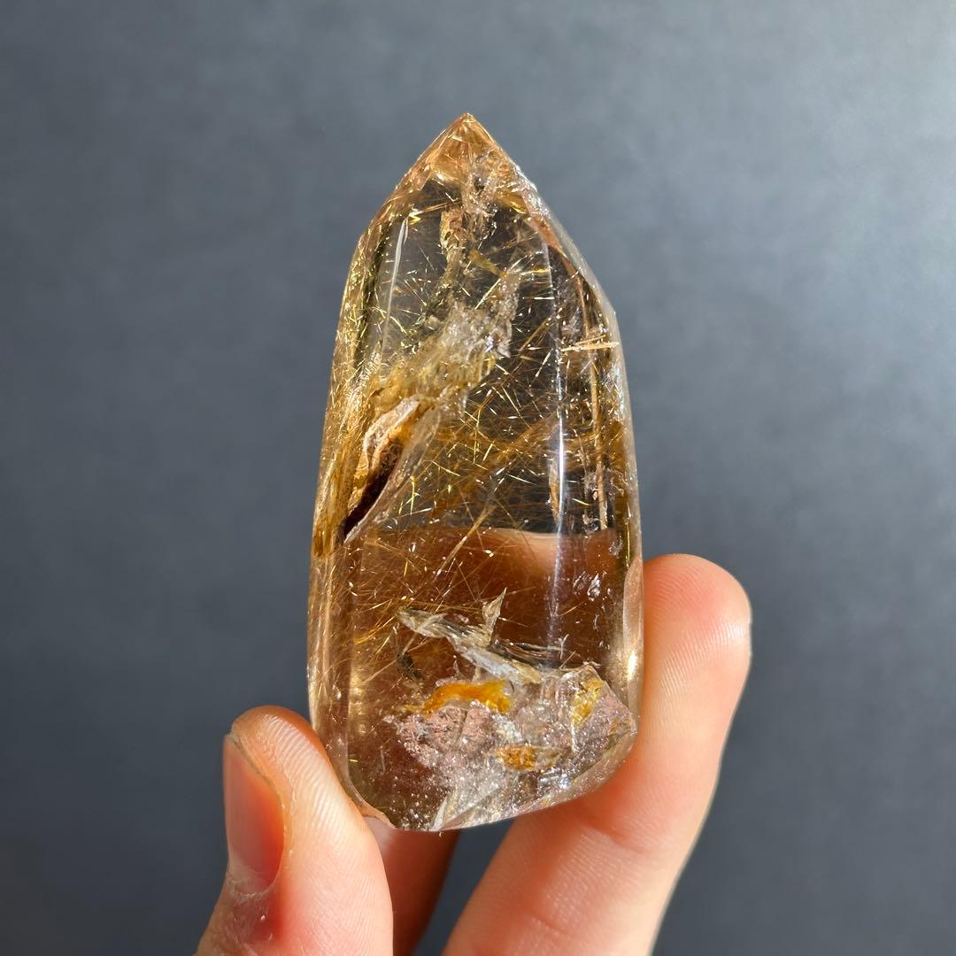 天然石ルチルクォーツのポイント　置物G.604