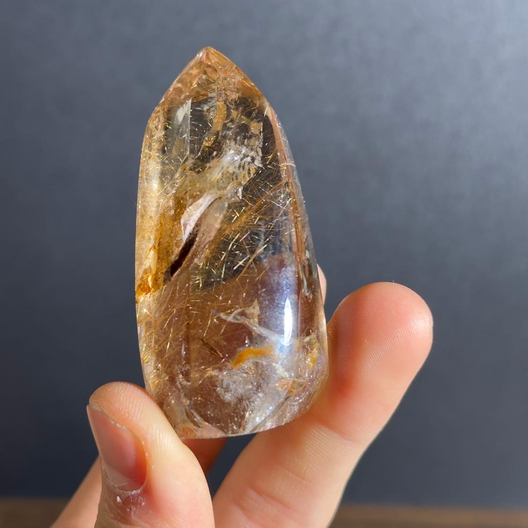 天然石ルチルクォーツのポイント　置物G.604