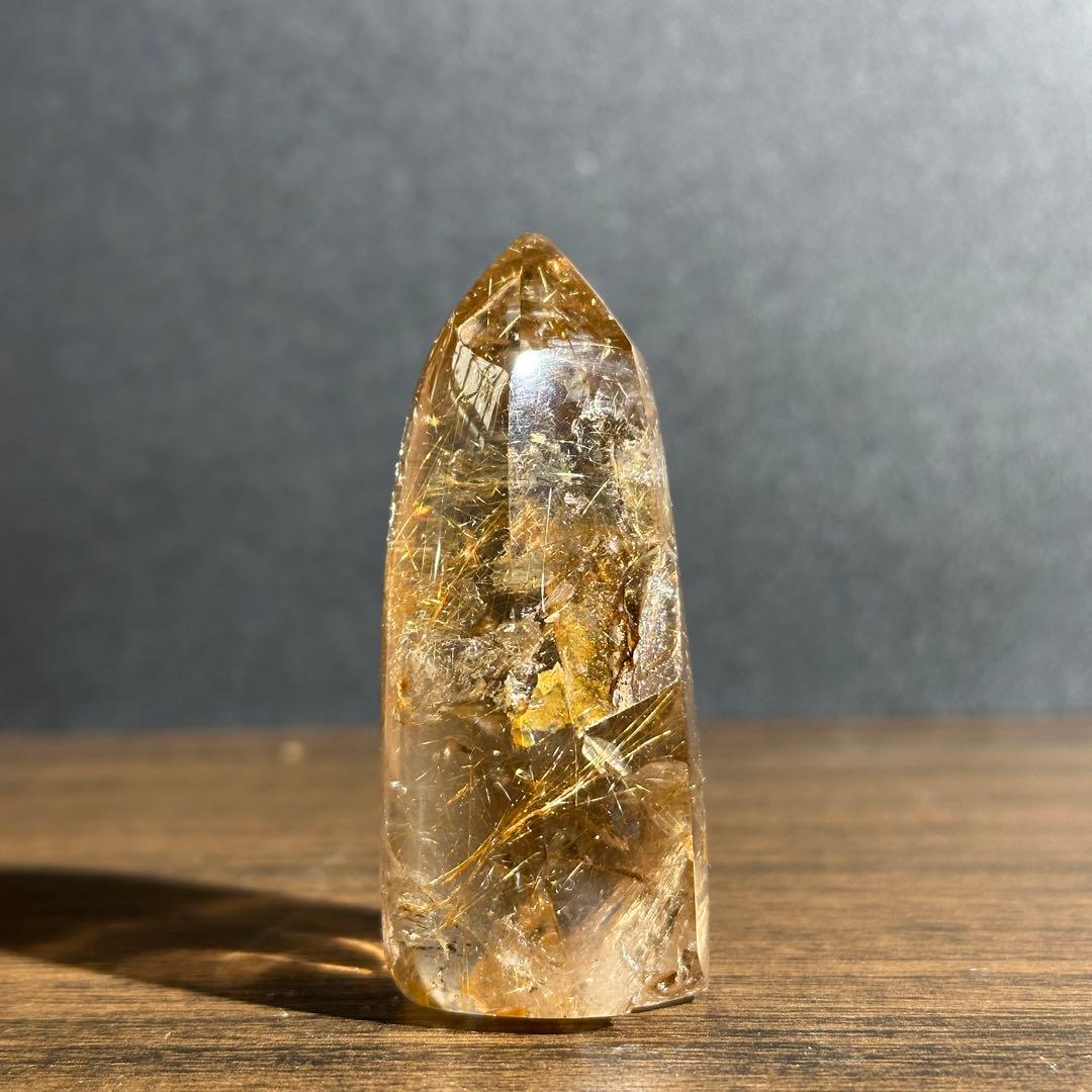 天然石ルチルクォーツのポイント　置物G.604