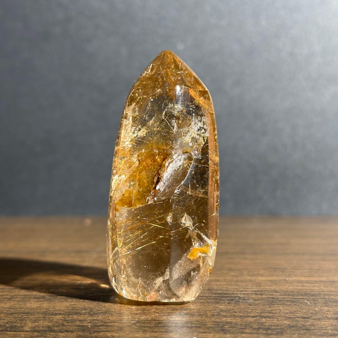 天然石ルチルクォーツのポイント　置物G.604