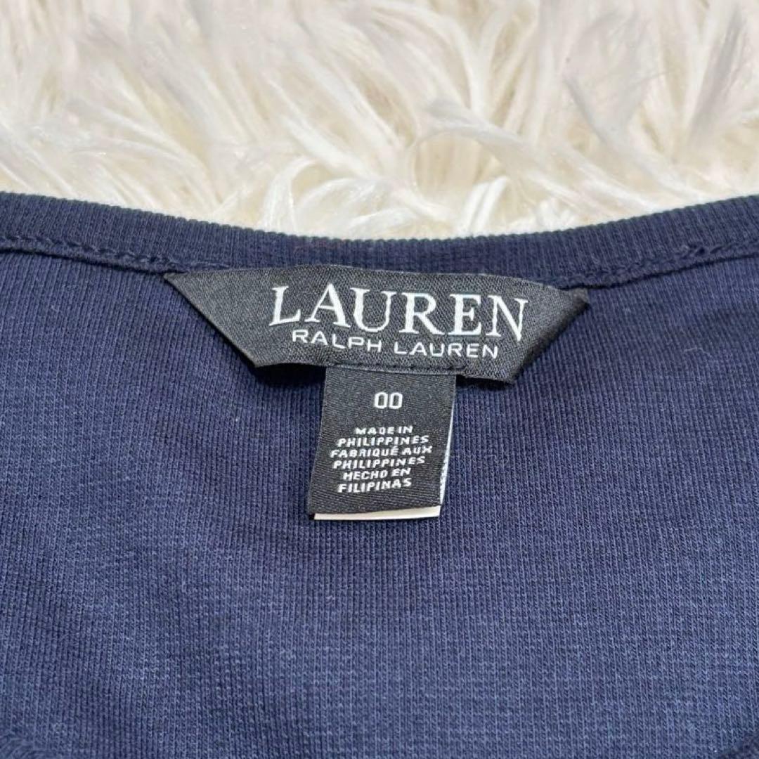 【美品】ローレンラルフローレン ベルテッド リブニット ドレス ネイビー XS