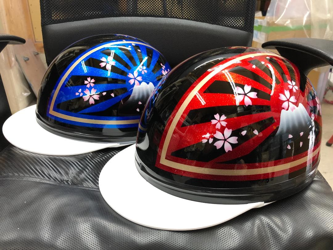 コルク半　カスタム　富士日章　三つボタン　黒赤黒青　ラメ　桜　セット