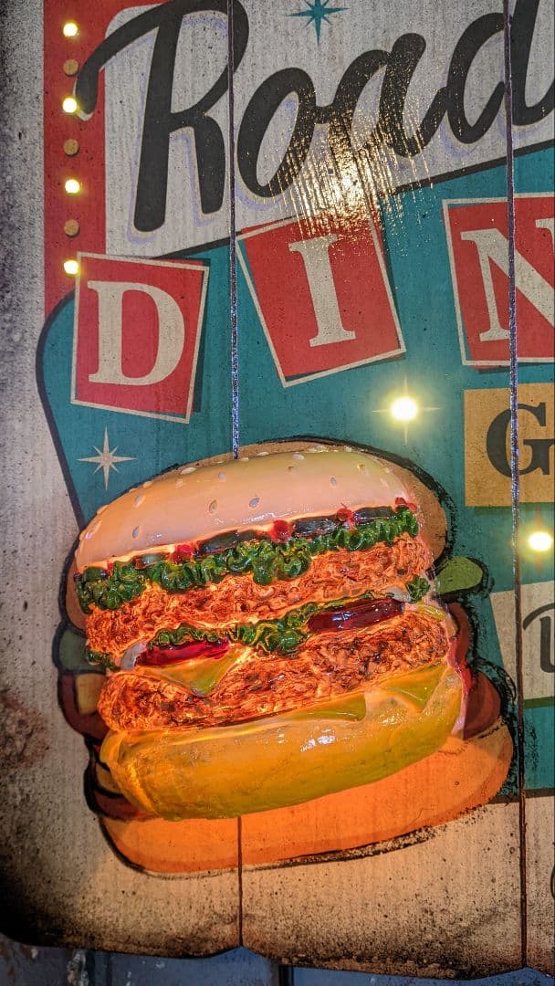 Old New！アメリカンダイナー ハンバーガー 屋内 吊り下げ式 電飾看板