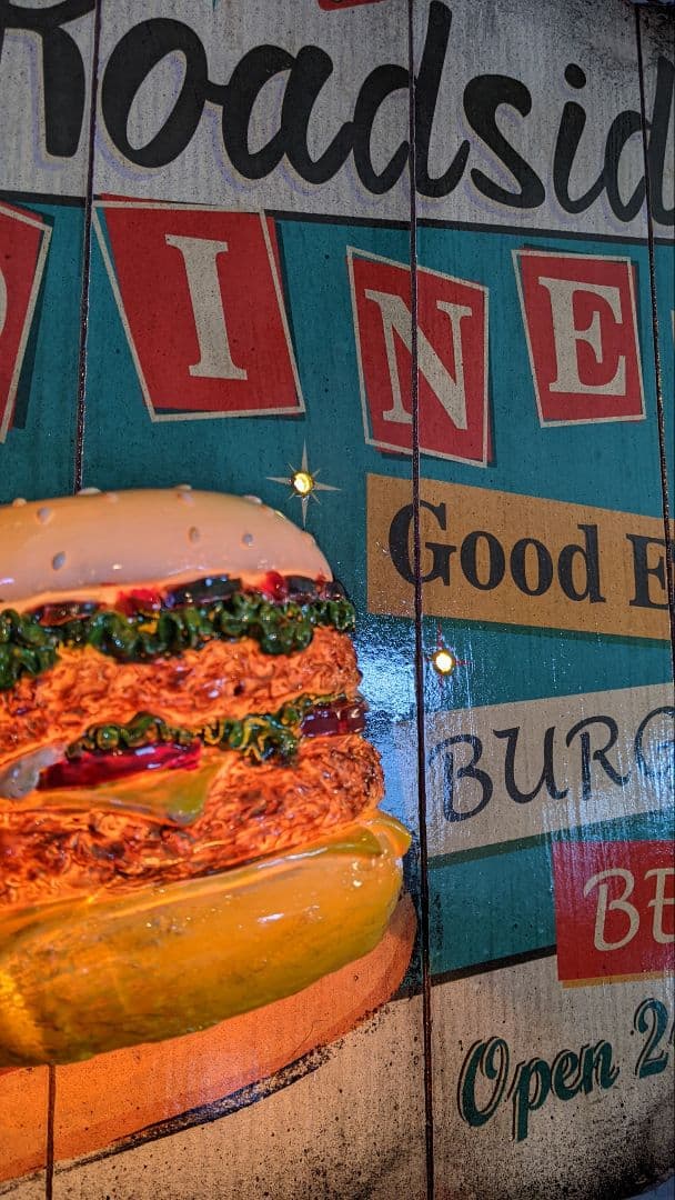 Old New！アメリカンダイナー ハンバーガー 屋内 吊り下げ式 電飾看板