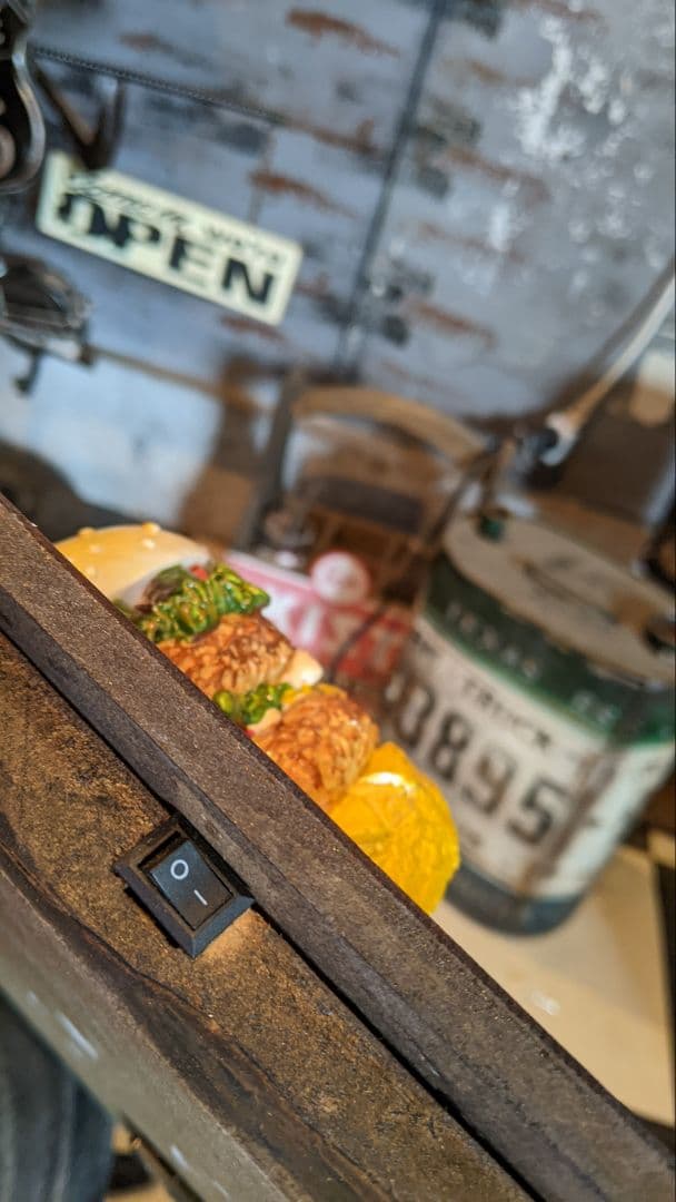 Old New！アメリカンダイナー ハンバーガー 屋内 吊り下げ式 電飾看板