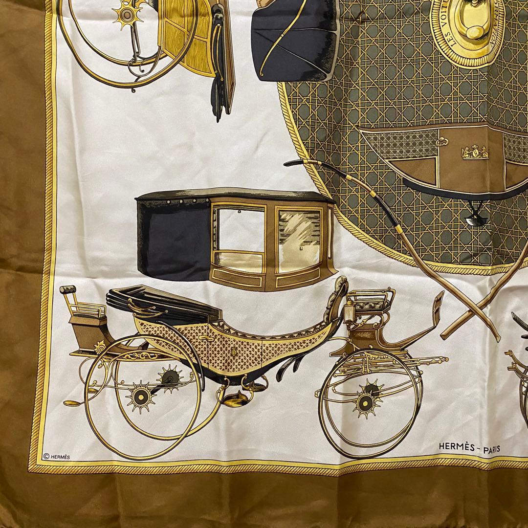 HERMES カレ90 大判シルクスカーフ 折畳み式幌の馬車 エルメス