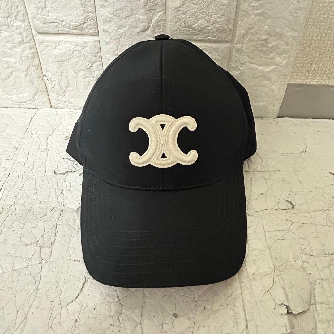 美品　CELINE セリーヌ トリオンフ コットン ベースボールキャップ