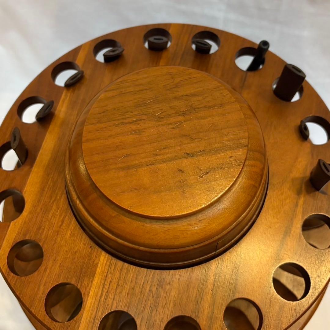 木製 回転式パイプスタンド　18本用　パイプ10本付き　アンティーク