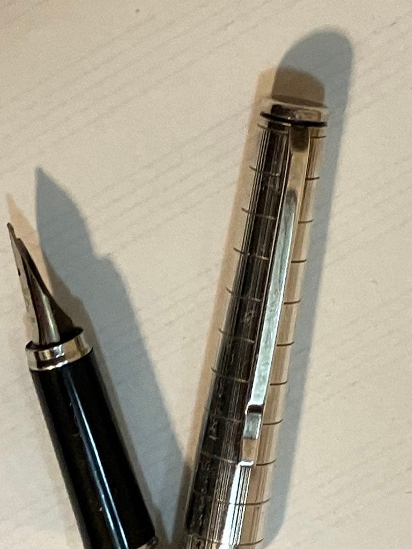 【美品】PLATINUM リビエール 18K-WG スターリングシルバー 万年筆