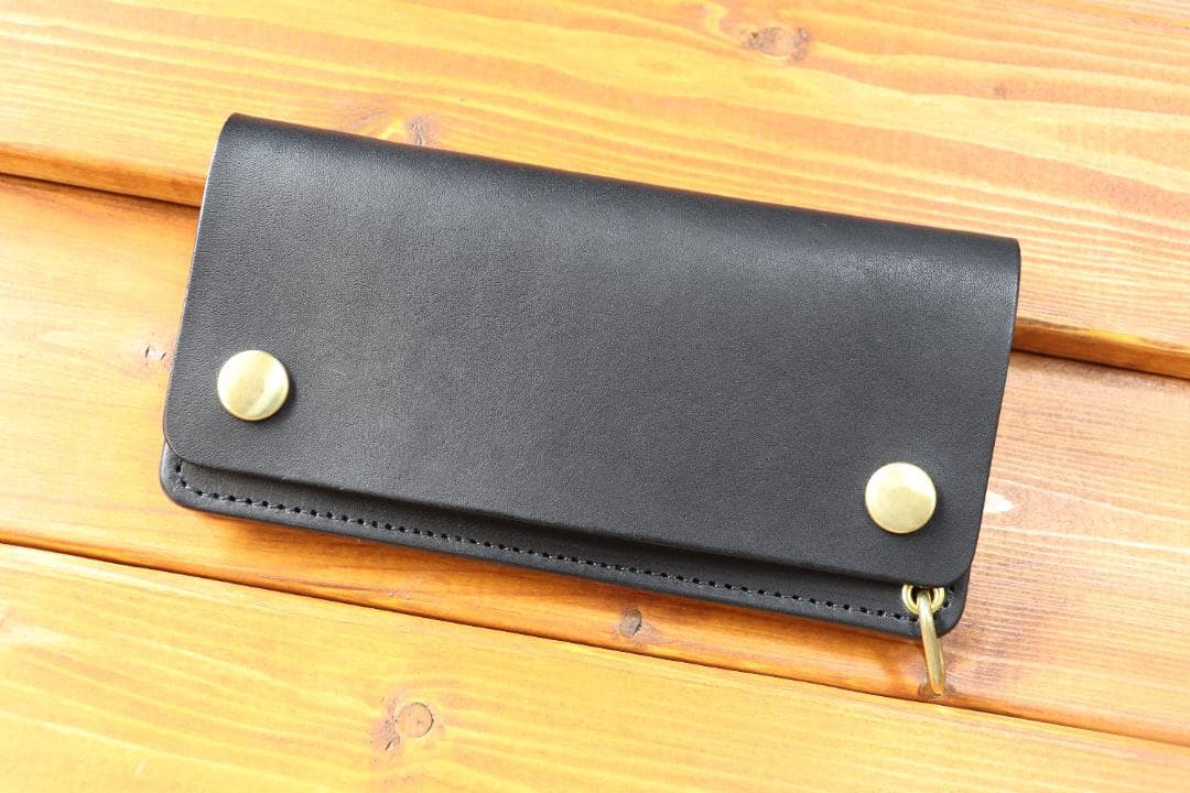 ロング　トラッカーウォレット 栃木レザー　真鍮