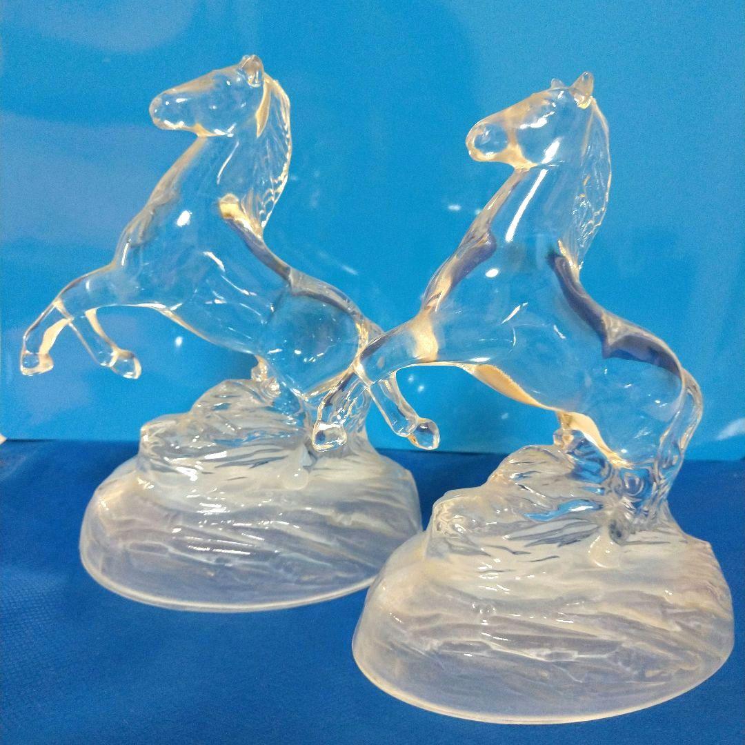 ガラス製 馬の彫刻 2体セット