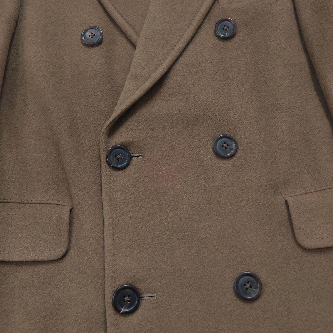 バーバリーズ ダブルブレストコート ウールカシミヤ ロング くすみカーキ