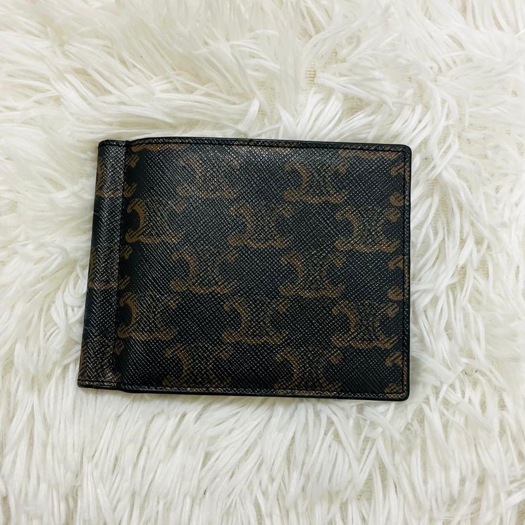 極美✨CELINE マネークリップ マカダム柄 レザー ブラック