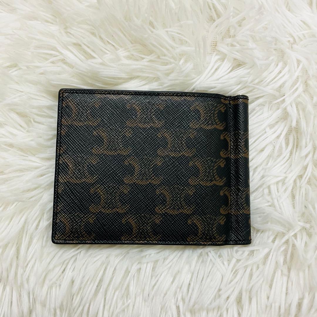 極美✨CELINE マネークリップ マカダム柄 レザー ブラック