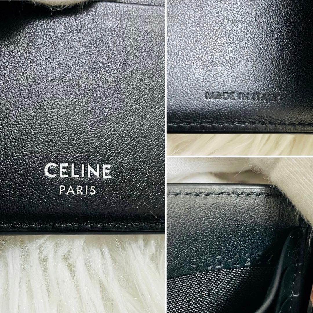 極美✨CELINE マネークリップ マカダム柄 レザー ブラック