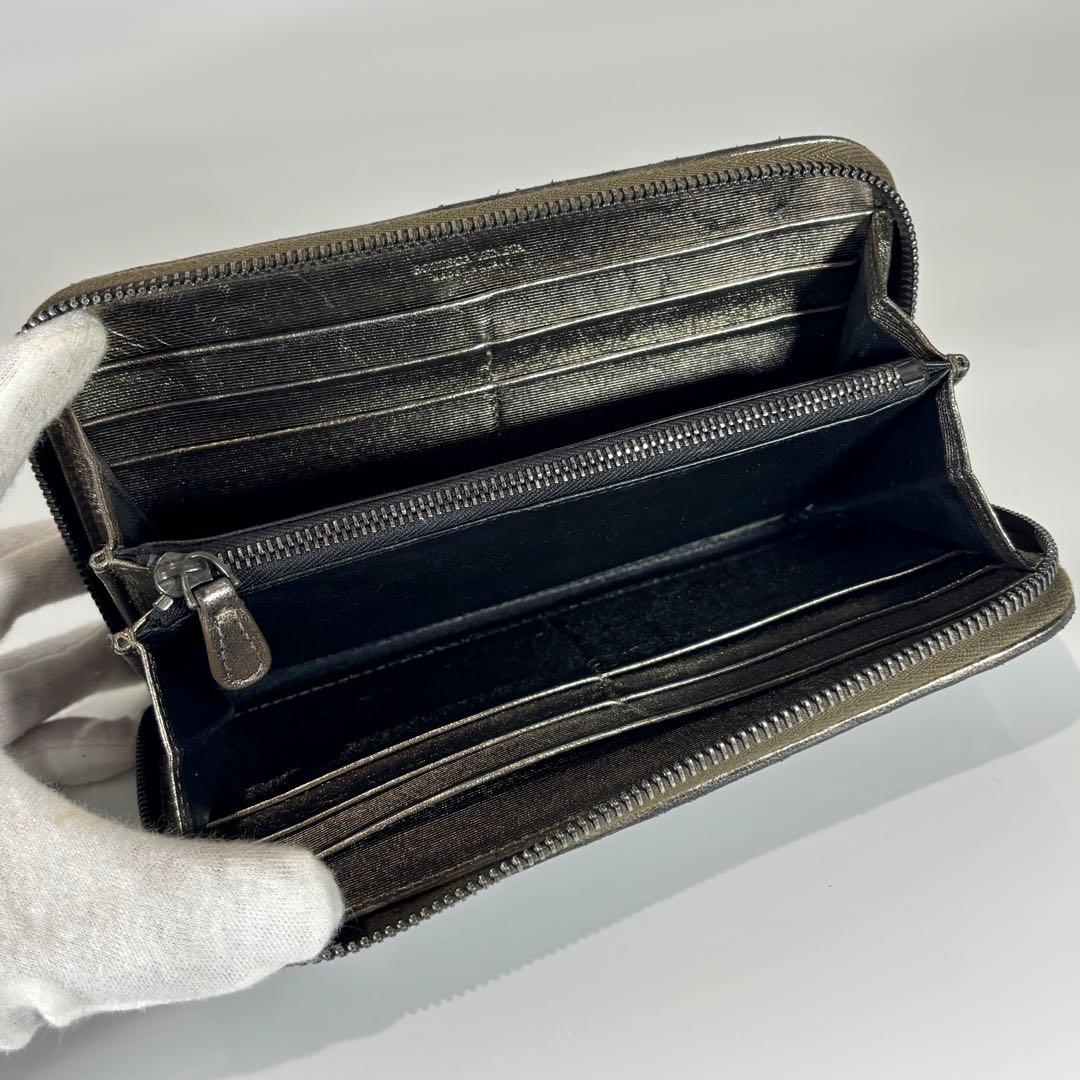 ボッテガヴェネタ 長財布 ラウンドファスナー イントレチャート メタリック