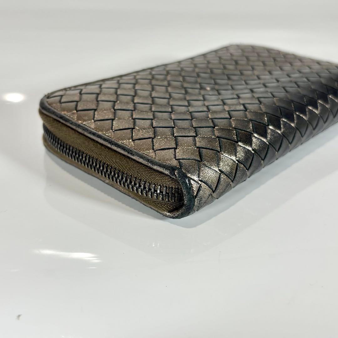 ボッテガヴェネタ 長財布 ラウンドファスナー イントレチャート メタリック