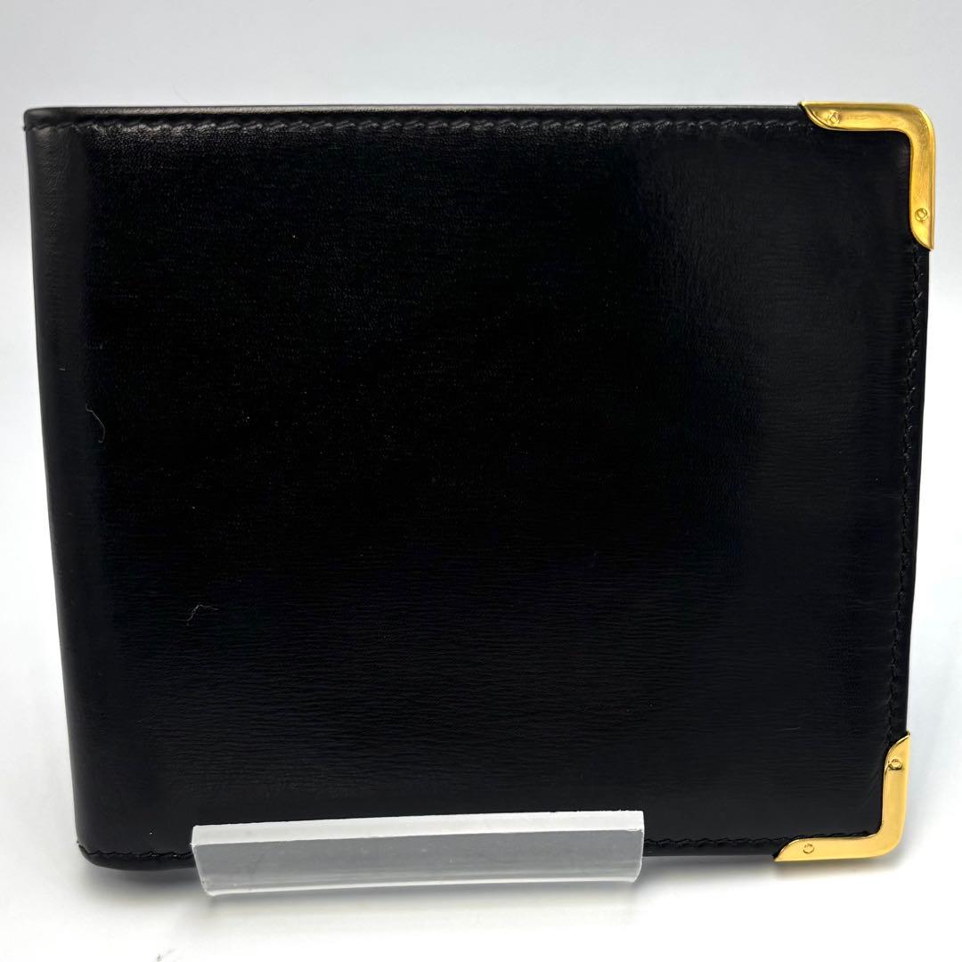 GUCCI グッチ 二つ折り財布 レザー 黒 角金具 ヴィンテージ メンズ