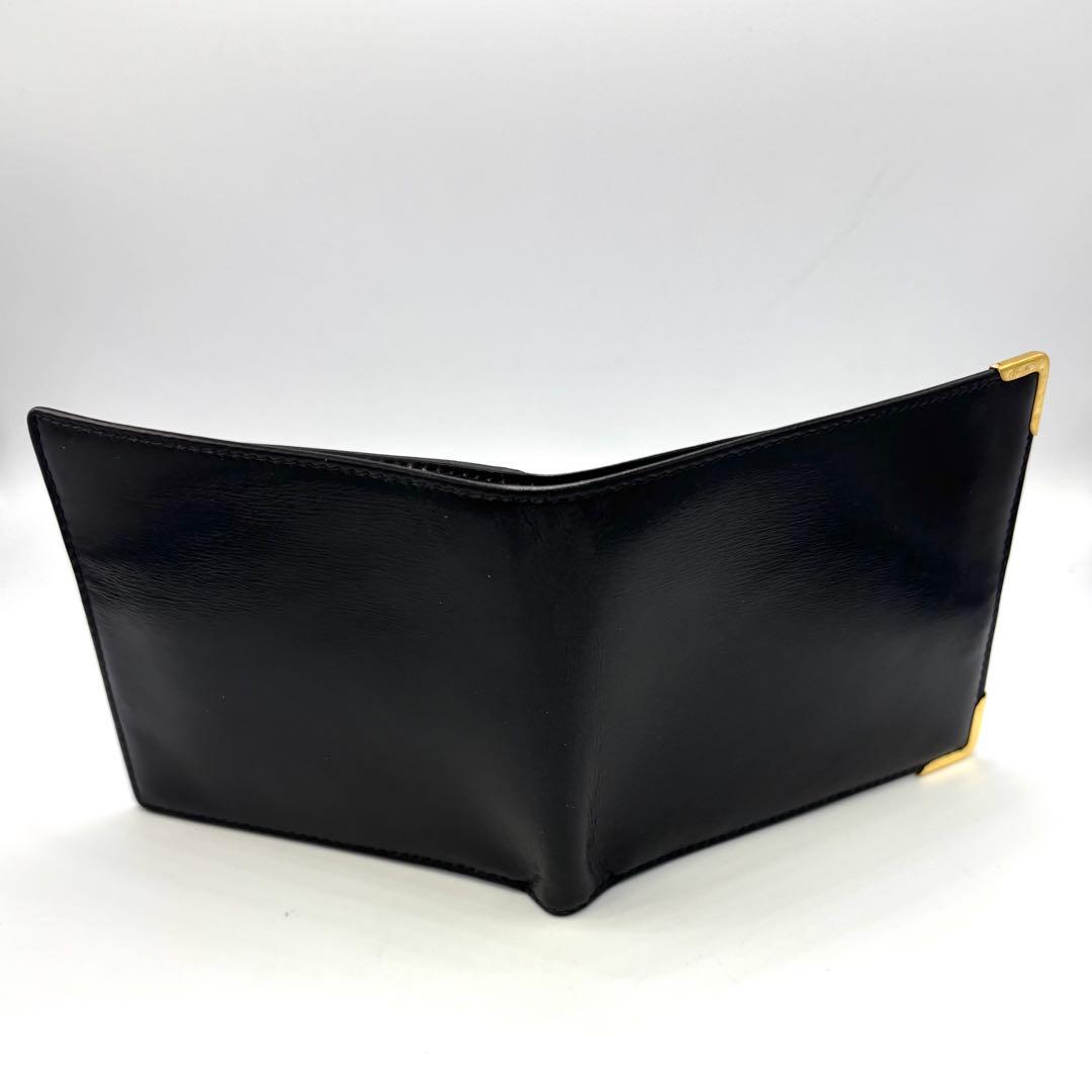 GUCCI グッチ 二つ折り財布 レザー 黒 角金具 ヴィンテージ メンズ