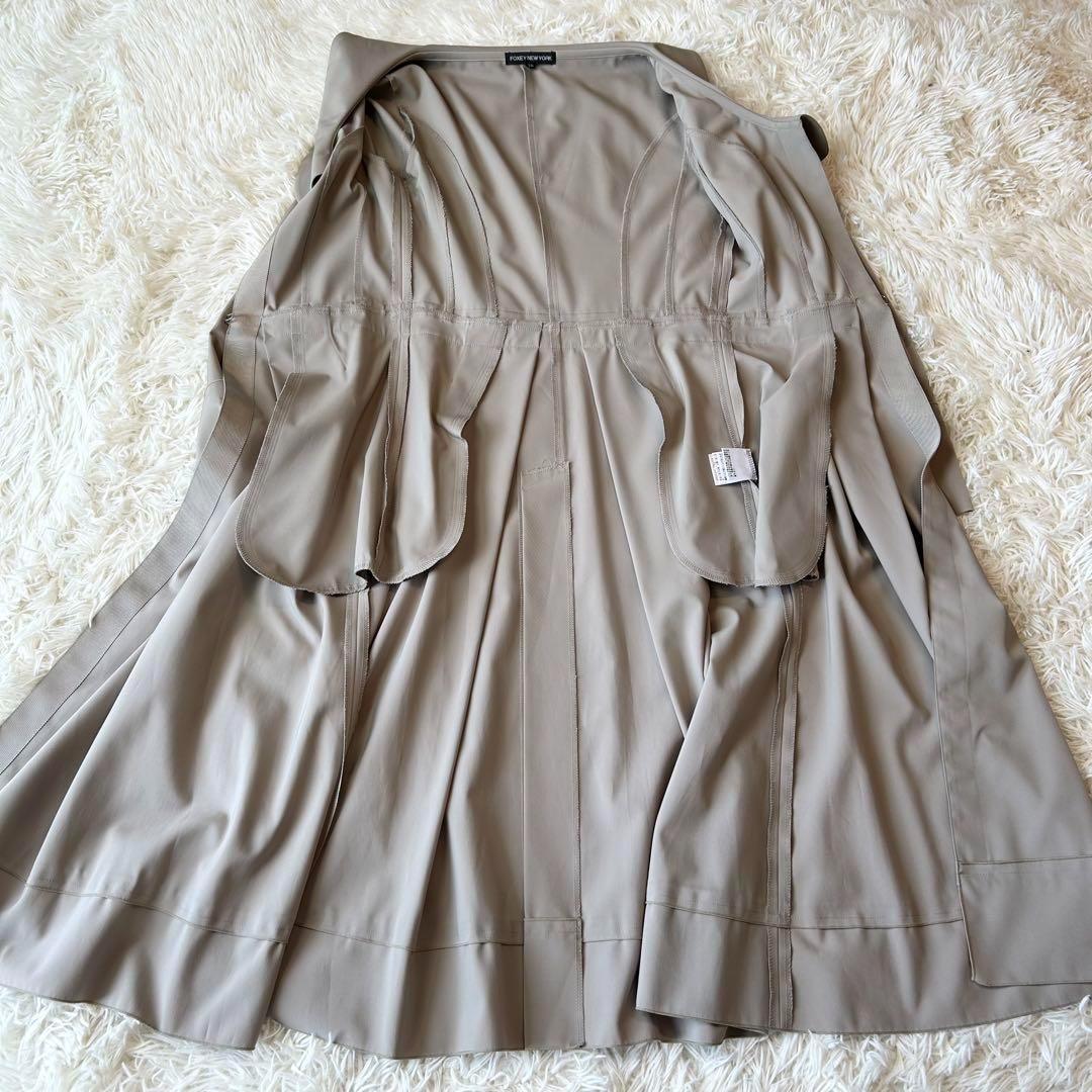 フォクシーニューヨーク 丸襟 Ａライン トレンチコート ベージュ 38