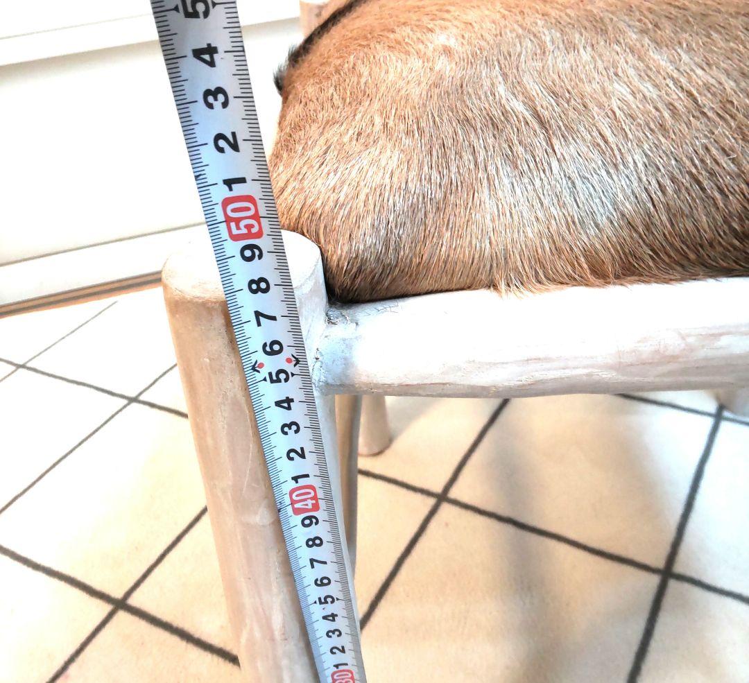 (美品)ハラコ チェア 毛皮 椅子 スツール 天然木 本革