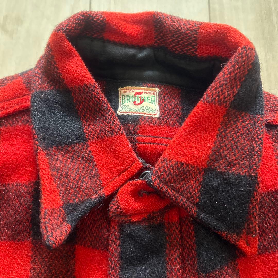 FIVE BROTHER ネルシャツ ブロックチェック　赤黒