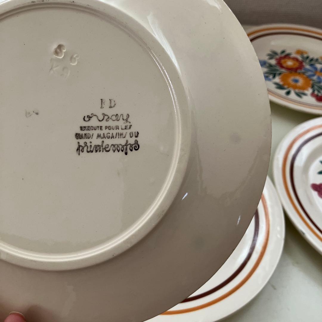 フランスアンティーク　花柄皿 6枚セット 直径約20cm