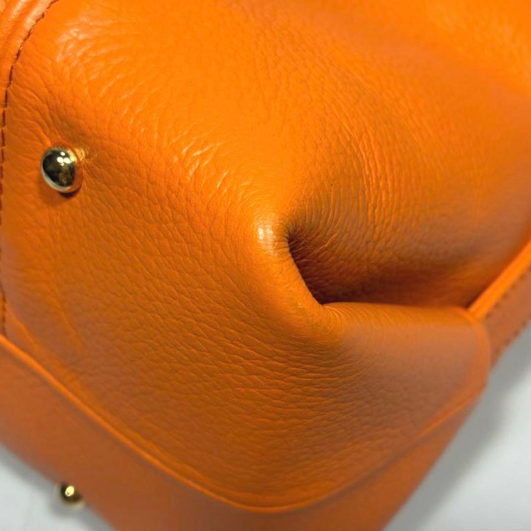 HAMANO 本革 2way トートバッグ オレンジ 傳濱野 レザー 皇室御用達