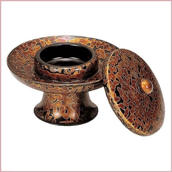 茶台　3.5寸　金虫　仏具　金虫喰塗　茶台　3合