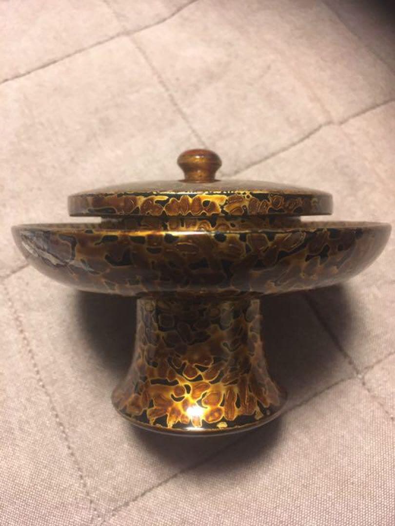 茶台　3.5寸　金虫　仏具　金虫喰塗　茶台　3合