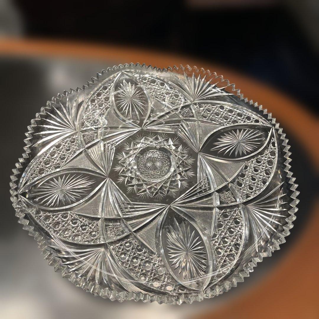 アンティークバカラ　カットグラス　大丸皿
