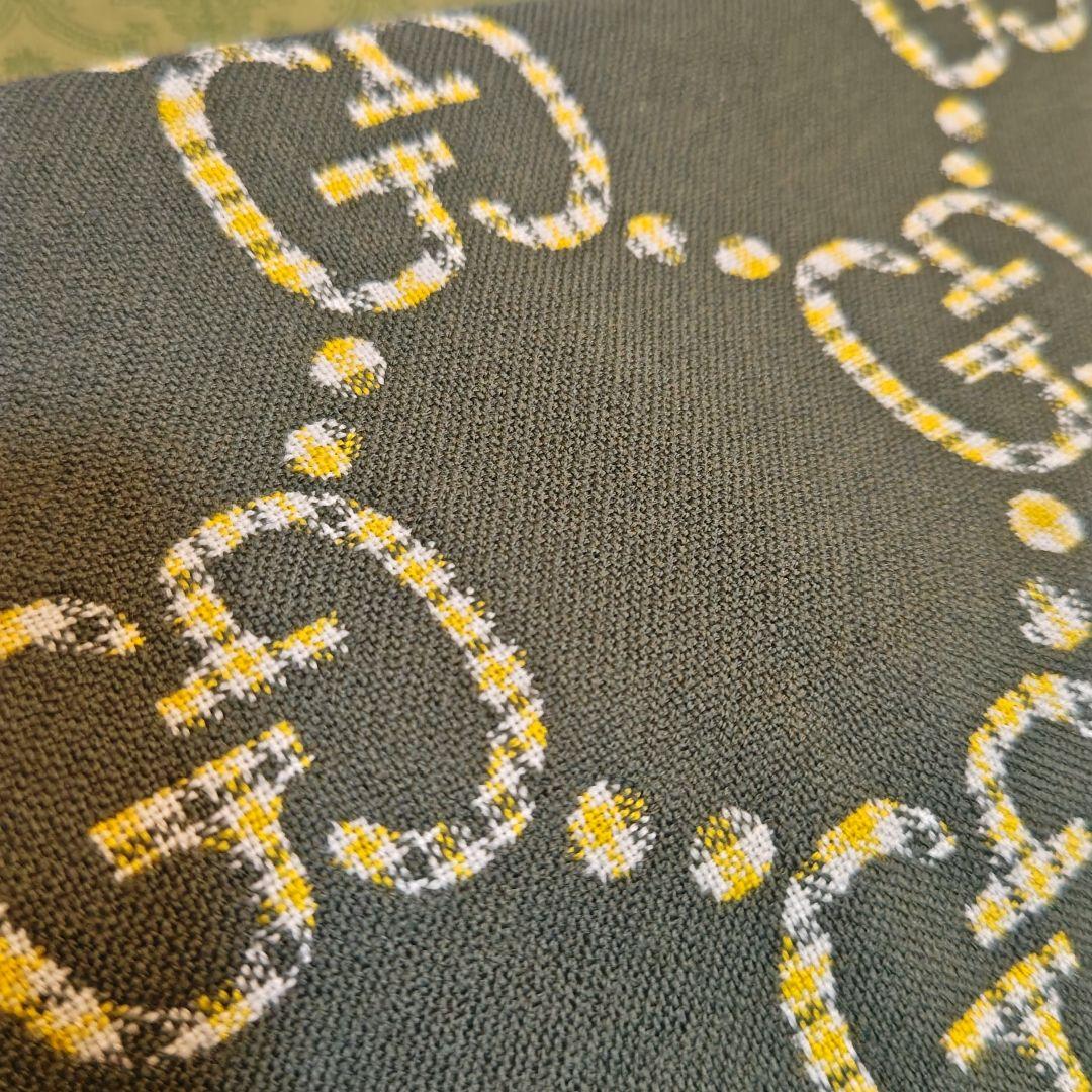❤新品❤箱袋付き最高級ウール❤GUCCI ジャカード マフラー❤カーキ色❤