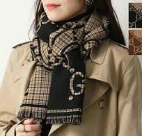 ❤新品❤箱袋付き最高級ウール❤GUCCI ジャカード マフラー❤カーキ色❤