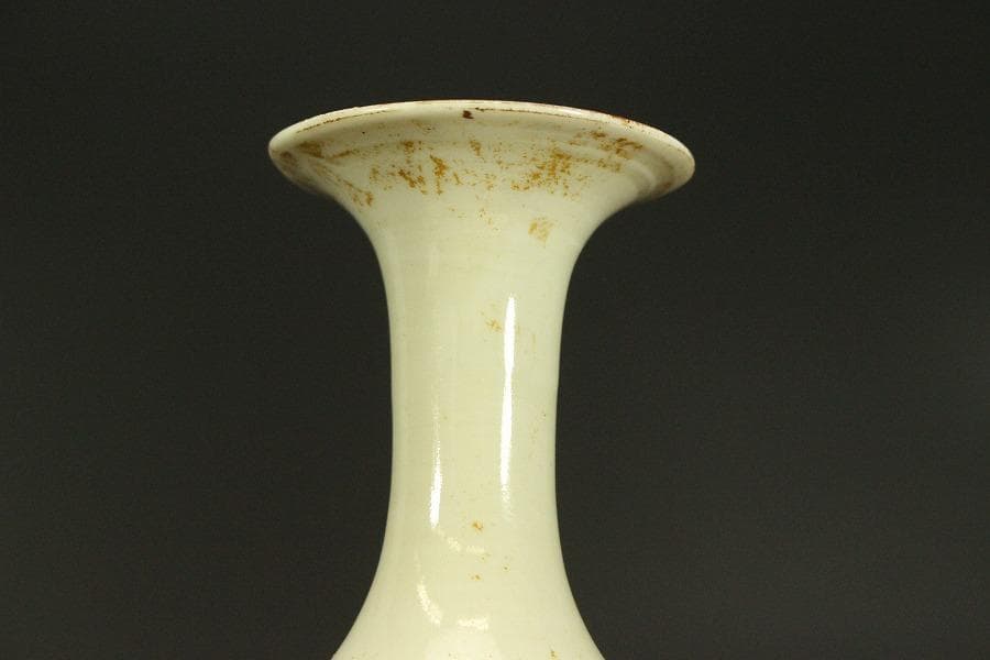 中国美術 白磁 刻龍紋 瓶 高17.5cm(HA434)