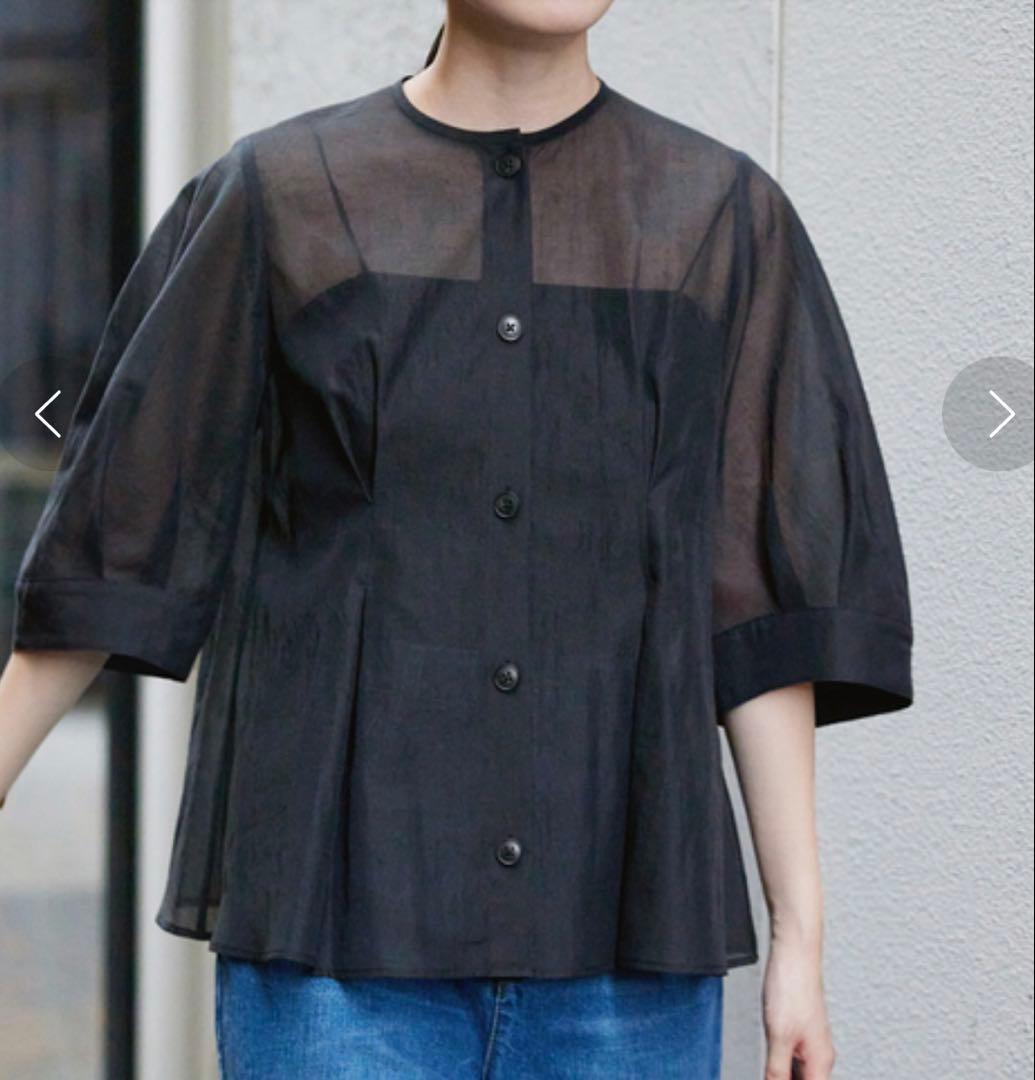 【新品タグ付き】IENA スラブオーガンジーペプラムブラウス　ブラック