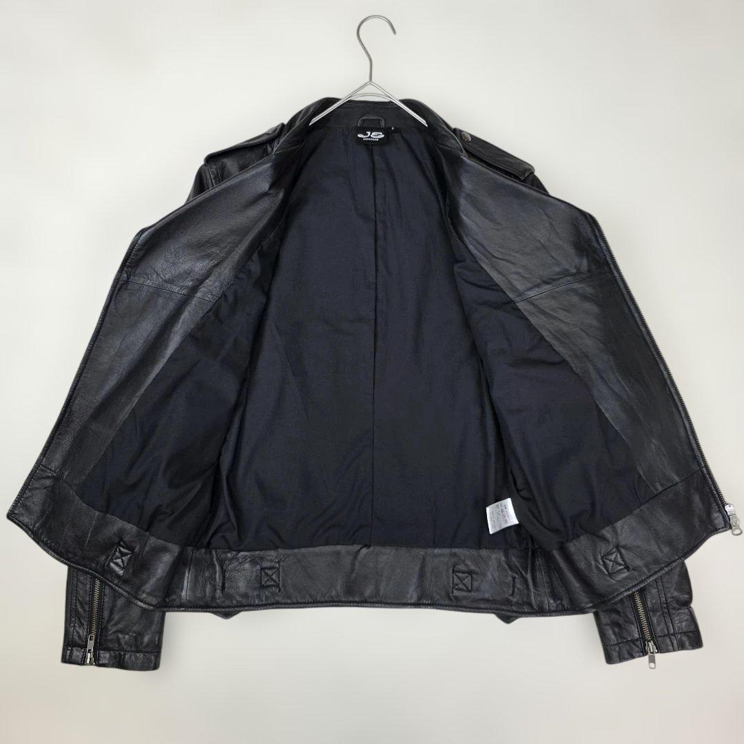 あけぼー様✨【美品 羊革 希少L】ジャックローズ　ダブルライダースジャケット　黒