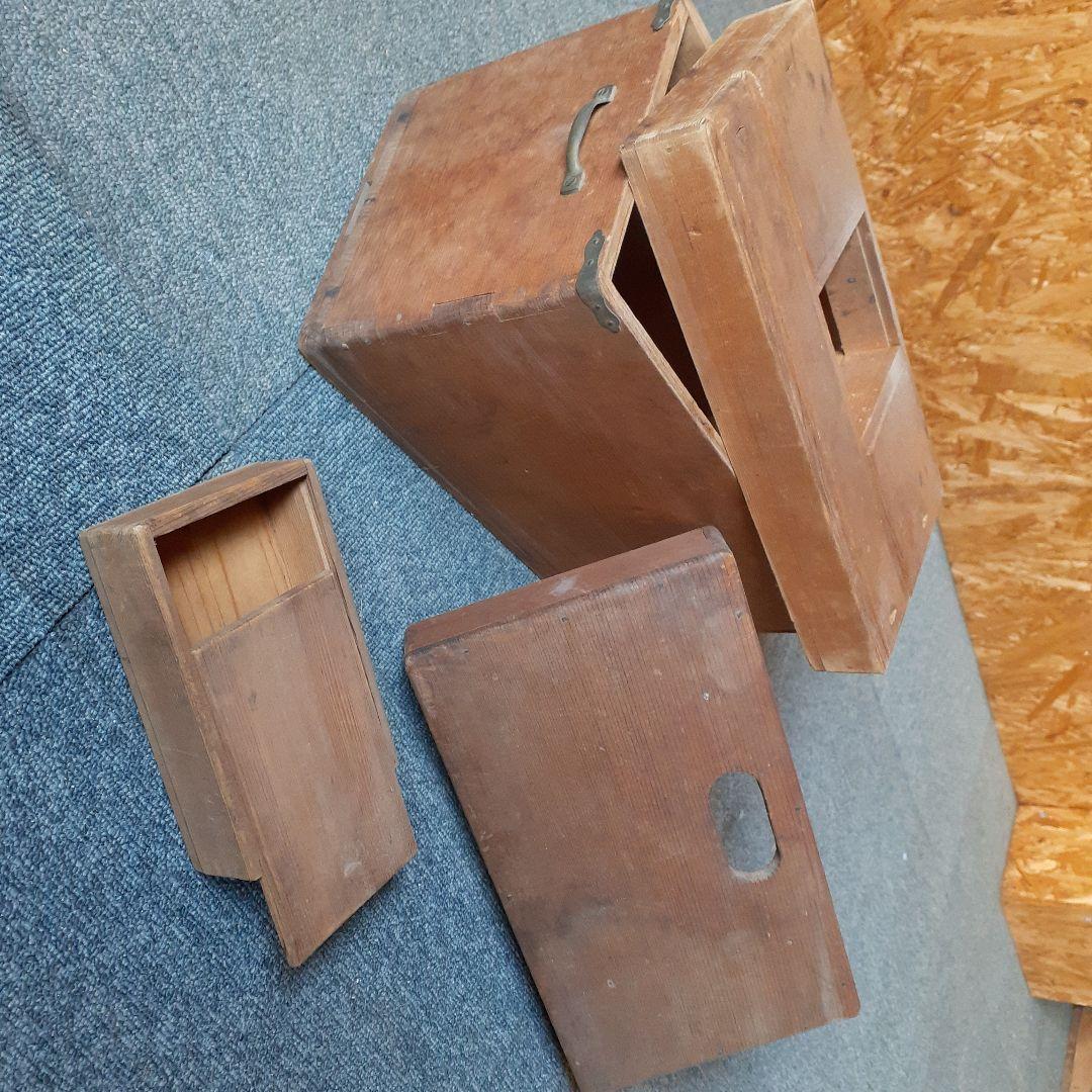 アンティーク　レトロ　木箱　洋裁箱　薬箱　裁縫箱　道具箱