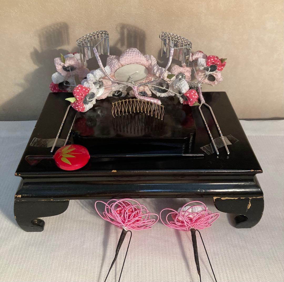 専用　小さめさん対応　勝山簪　花簪ビラ簪　平打ち簪　Uピン簪　画像1鹿の子セット